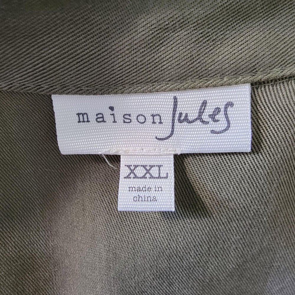 Maison Jules Plus Size Olive Green Utility-Pocket Shirt Dress Size XXL - Picture 11 of 12